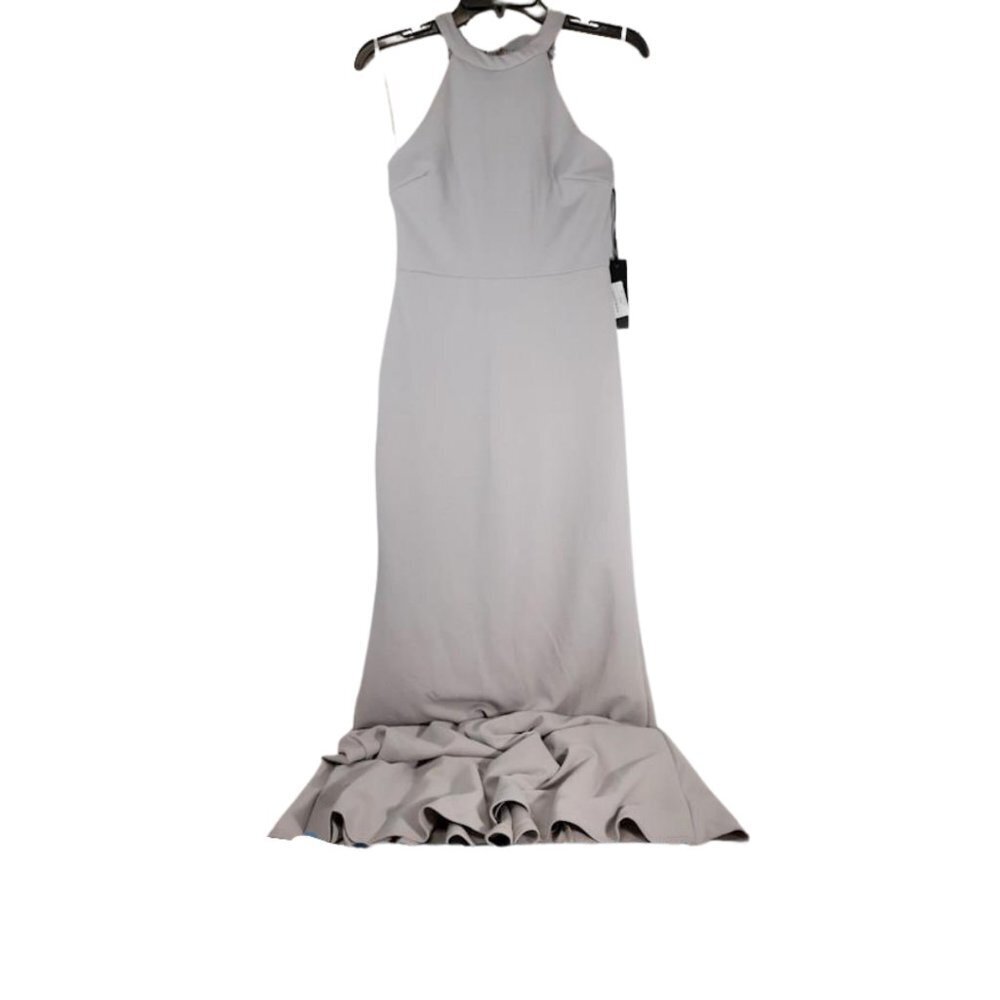 NWT Lulus Joella Light Grey Lace Halter Maxi Dress Size S - Picture 2 of 8